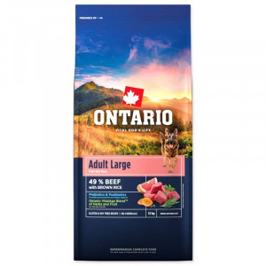 ONTARIO DOG ADULT LARGE BEEF & BROWN RICE suņu barība 12kg